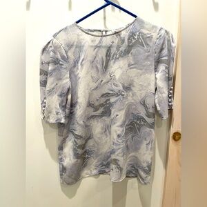 Calvin Klein Marble Print Blouse - Gray and White